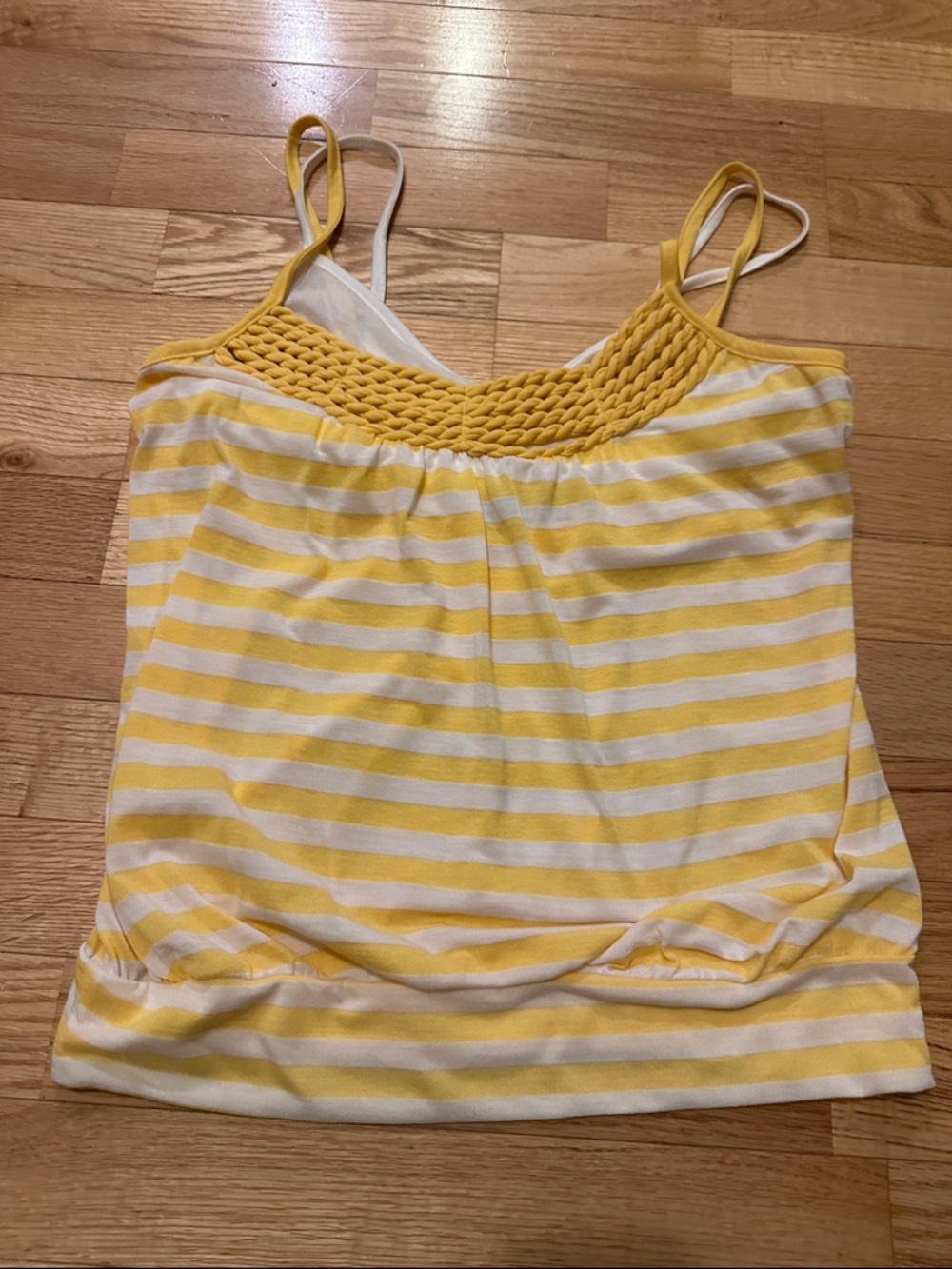 Weavers Yellow and White Striped Smocked Cami
